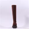 Miss Elastic Platform Wedge Long Boot - Brown Stretch